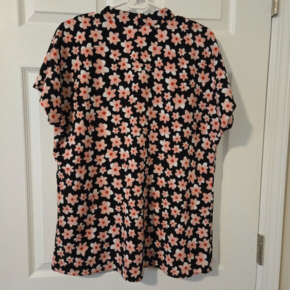 CAbi Harmony Blouse Black & Pink Floral Print Women's Top Style 5347 Size M - Picture 2 of 5